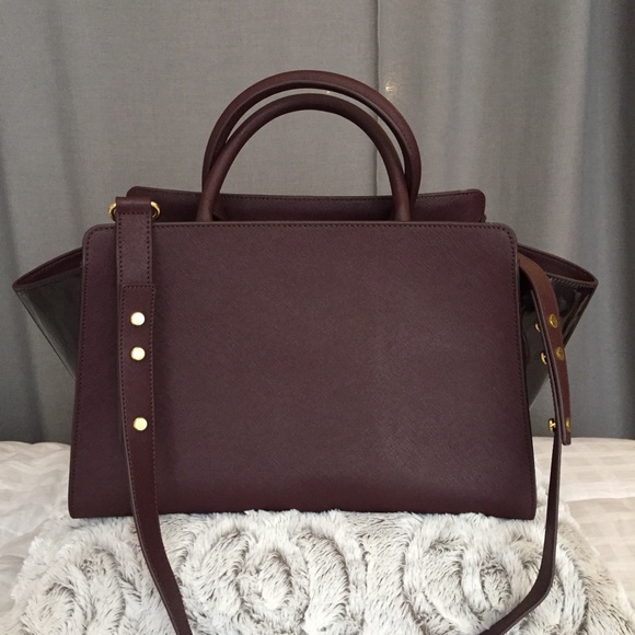 Authentic ZAC POSEN burgundy saffiano leather bag - Picture 7 of 8